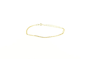 14K 0.9mm Two Chain Layered Dot Link Bracelet 8.5" Yellow Gold