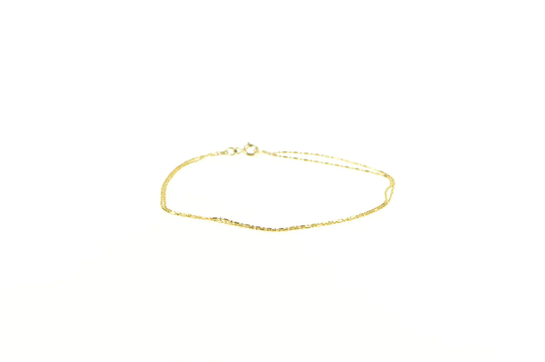 14K 0.9mm Two Chain Layered Dot Link Bracelet 8.5