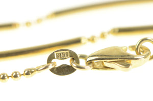 9K 1.8mm Bar Ball Link Fancy Statement Chain Necklace 17.75" Yellow Gold