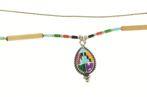 Sterling Silver Ornate Turquoise Southwestern Liquid Silver Necklace 16.25