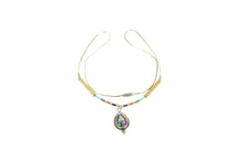 Load image into Gallery viewer, Sterling Silver Ornate Turquoise Southwestern Liquid Silver Necklace 16.25&quot;