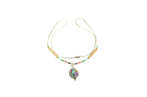 Sterling Silver Ornate Turquoise Southwestern Liquid Silver Necklace 16.25"