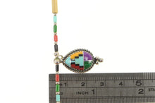 Load image into Gallery viewer, Sterling Silver Ornate Turquoise Southwestern Liquid Silver Necklace 16.25&quot;