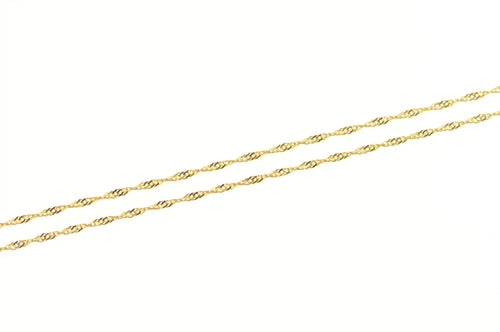 18K 1.5mm Rolling Herringbone Twist Link Chain Necklace 22