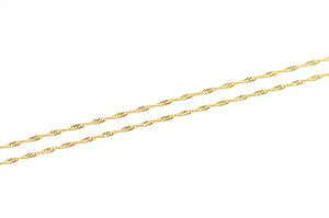 18K 1.5mm Rolling Herringbone Twist Link Chain Necklace 22" Yellow Gold