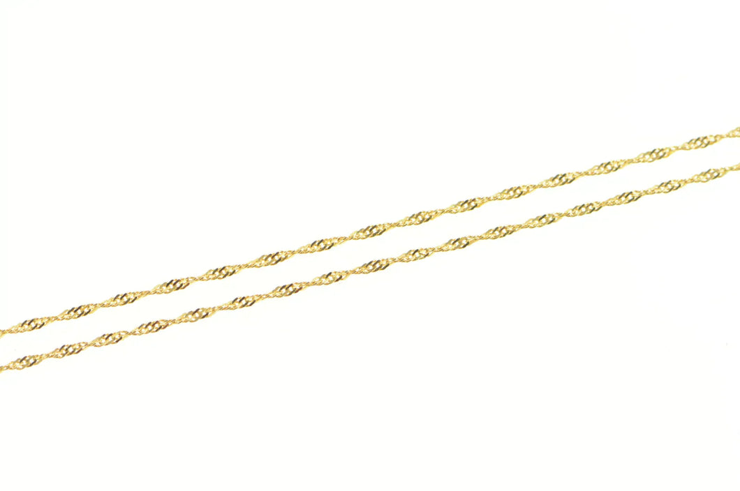 18K 1.5mm Rolling Herringbone Twist Link Chain Necklace 22