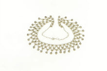 Load image into Gallery viewer, Sterling Silver Ornate Mesh Fringe Ball Link Bib Chain Necklace 15.25&quot;