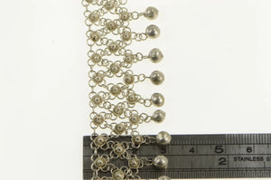 Sterling Silver Ornate Mesh Fringe Ball Link Bib Chain Necklace 15.25"