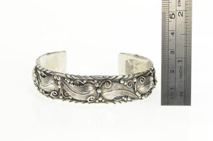 Sterling Silver Native American B T Signed Navajo Cuff Bracelet 7"