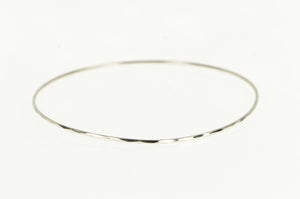 14K 1.3mm Vintage Stackable Sparkle Bangle Bracelet 8.5" White Gold