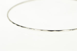 14K 1.3mm Vintage Stackable Sparkle Bangle Bracelet 8.5" White Gold