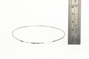 14K 1.3mm Vintage Stackable Sparkle Bangle Bracelet 8.5" White Gold