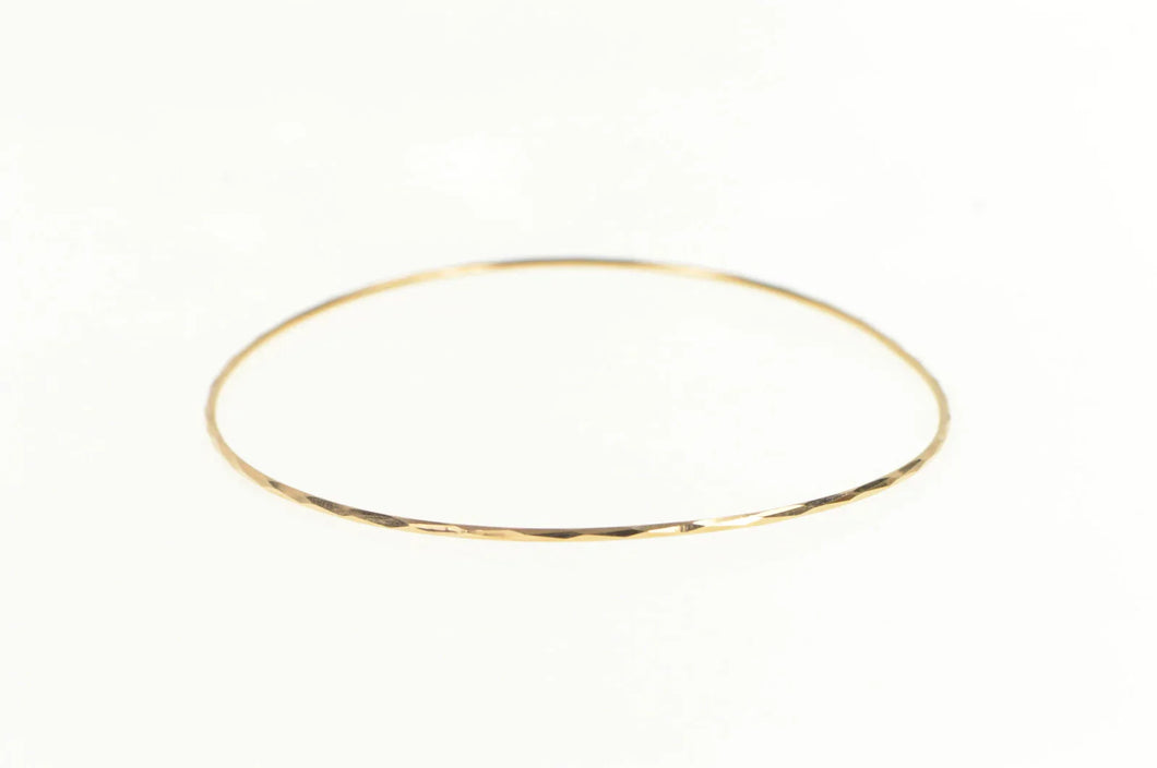 14K 1.3mm Vintage Stackable Sparkle Bangle Bracelet 8.5