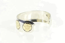 Load image into Gallery viewer, Sterling Silver 14K Gold Flower Pattern Wide Cuff James Avery Bracelet 6.75&quot;