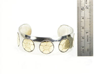 Load image into Gallery viewer, Sterling Silver 14K Gold Flower Pattern Wide Cuff James Avery Bracelet 6.75&quot;
