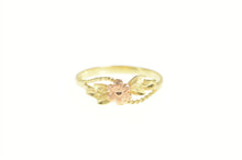 Load image into Gallery viewer, 10K Black Hills Flower Blossom Leaf Bypass Ring Yellow Gold