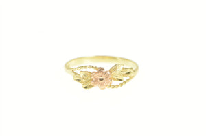 10K Black Hills Flower Blossom Leaf Bypass Ring Yellow Gold