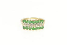 Load image into Gallery viewer, 10K Squared Emerald Diamond Statement Band Ring Yellow Gold