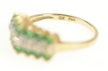 Load image into Gallery viewer, 10K Squared Emerald Diamond Statement Band Ring Yellow Gold