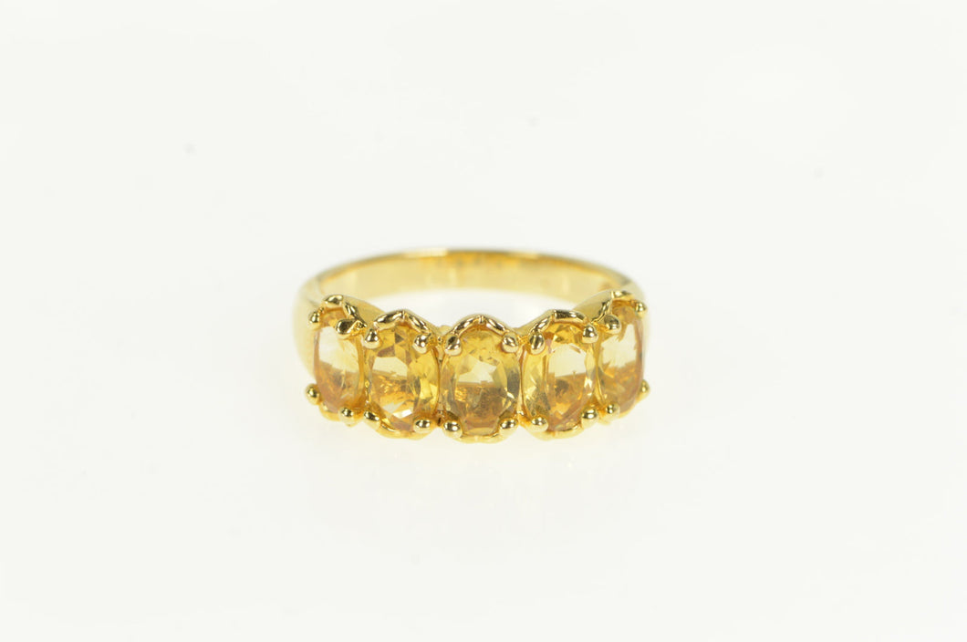 Sterling Silver Five Stone Oval Citrine Vintage Statement Ring