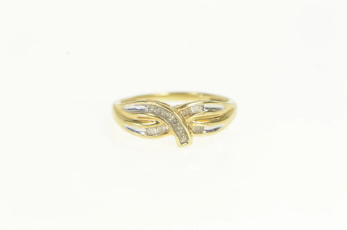 10K Diamond Wavy Criss Cross Vintage Statement Ring Yellow Gold