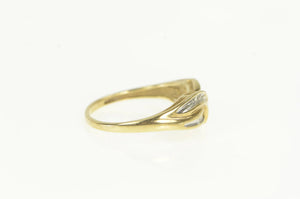 10K Diamond Wavy Criss Cross Vintage Statement Ring Yellow Gold