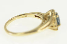 Load image into Gallery viewer, 10K Marquise Blue Topaz Diamond Bypass Ring Yellow Gold