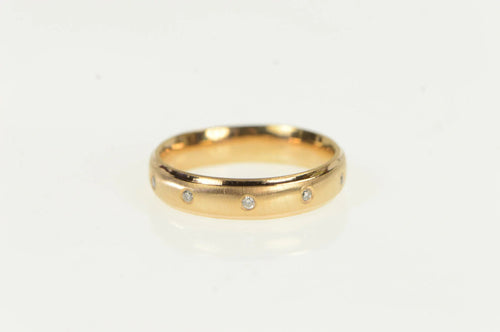 14K 4.3mm Flush Diamond Wedding Band Ring Rose Gold