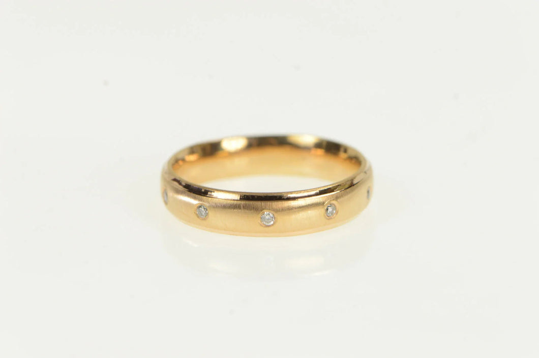 14K 4.3mm Flush Diamond Wedding Band Ring Rose Gold