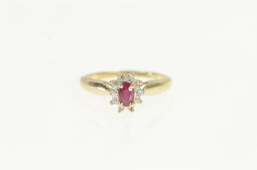 10K Natural Ruby Diamond Halo Engagement Ring Yellow Gold