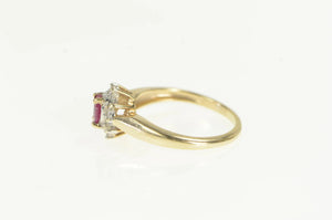 10K Natural Ruby Diamond Halo Engagement Ring Yellow Gold