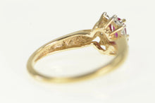 Load image into Gallery viewer, 10K Natural Ruby Diamond Halo Engagement Ring Yellow Gold