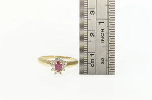 10K Natural Ruby Diamond Halo Engagement Ring Yellow Gold