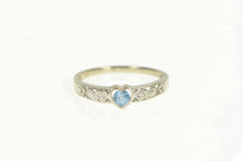 Load image into Gallery viewer, 10K Heart Blue Topaz Diamond Promise Love Ring White Gold