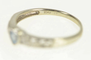 10K Heart Blue Topaz Diamond Promise Love Ring White Gold