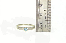 Load image into Gallery viewer, 10K Heart Blue Topaz Diamond Promise Love Ring White Gold