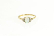 Load image into Gallery viewer, 10K Oval Syn. Opal Diamond Cluster Accent Ring Yellow Gold