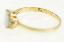 Load image into Gallery viewer, 10K Oval Syn. Opal Diamond Cluster Accent Ring Yellow Gold