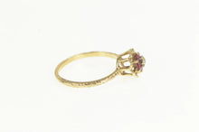 Load image into Gallery viewer, 10K Diamond Ruby Flower Cluster Retro Statement Ring Yellow Gold