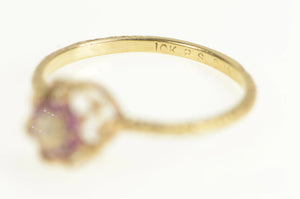 10K Diamond Ruby Flower Cluster Retro Statement Ring Yellow Gold