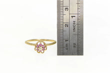 Load image into Gallery viewer, 10K Diamond Ruby Flower Cluster Retro Statement Ring Yellow Gold