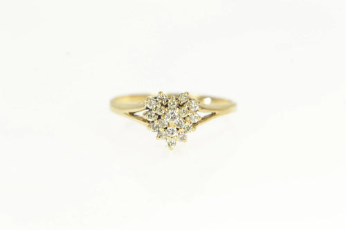 10K Diamond Heart Cluster Love Symbol Vintage Ring Yellow Gold