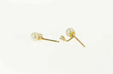 Load image into Gallery viewer, 14K Pearl Diamond Accent Classic Vintage Stud Earrings Yellow Gold