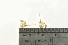 Load image into Gallery viewer, 14K Pearl Diamond Accent Classic Vintage Stud Earrings Yellow Gold