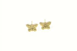 14K Butterfly Change Symbol Vintage Stud Earrings Yellow Gold