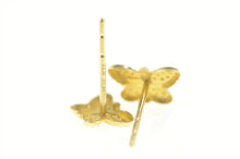 Load image into Gallery viewer, 14K Butterfly Change Symbol Vintage Stud Earrings Yellow Gold