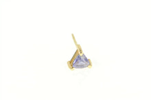 Load image into Gallery viewer, 14K Trillion Tanzanite Solitaire Single Stud Earring Yellow Gold