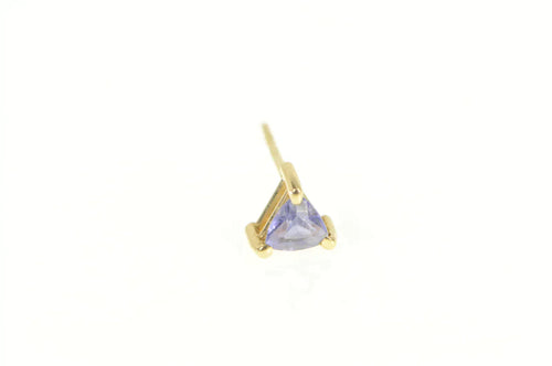 14K Trillion Tanzanite Solitaire Single Stud Earring Yellow Gold