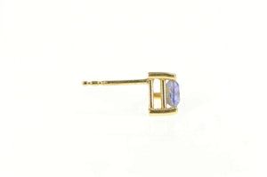 14K Trillion Tanzanite Solitaire Single Stud Earring Yellow Gold