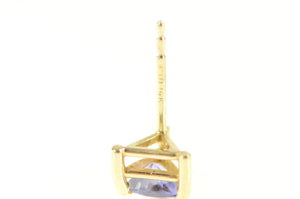 14K Trillion Tanzanite Solitaire Single Stud Earring Yellow Gold